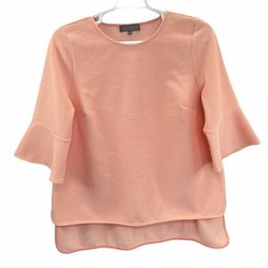 Eloquii Women Waffle Knit Peach Top Bell Sleeve Textured Hi-Low Hem  Size 18
